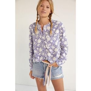 Anthropologie Pilcro Womens Blouse Pilcro The Whitney Trapeze Buttondown Blue S